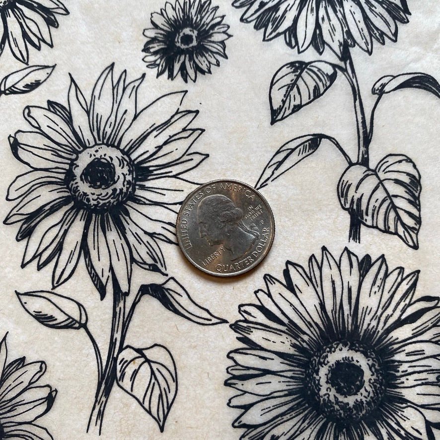 Sunflowers - Underglaze Transfer Sheet - You Choose Color