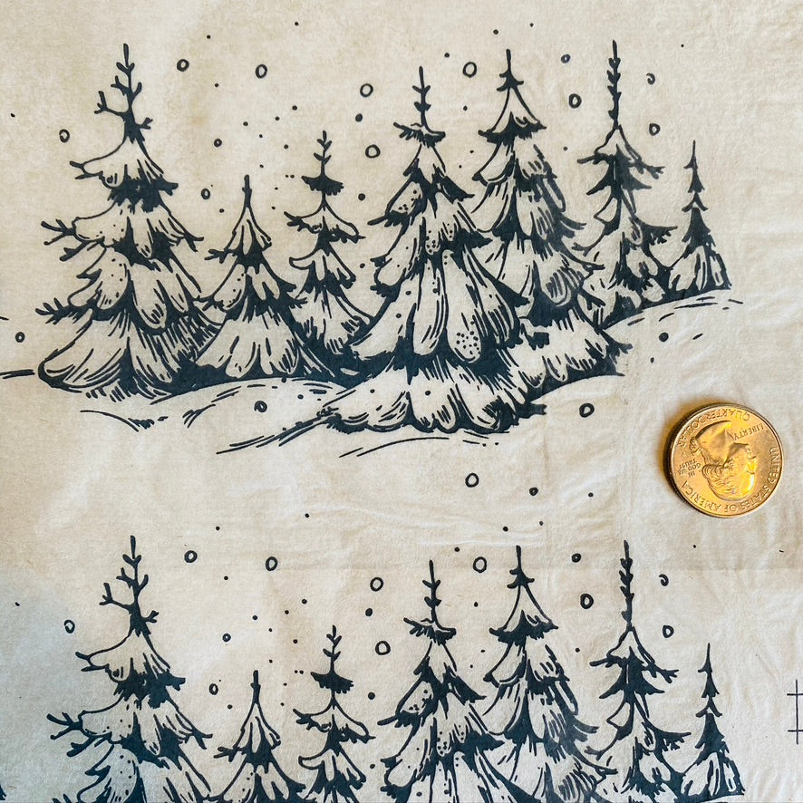 Snowy Trees - Underglaze Transfer Sheet - You Choose Color