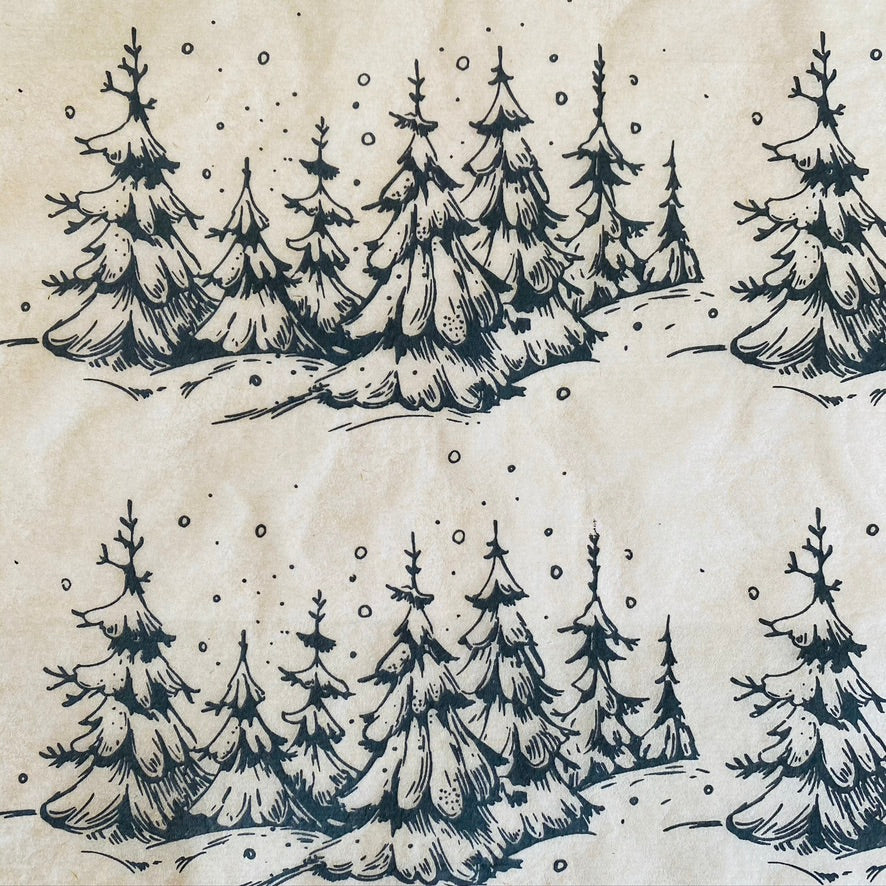 Snowy Trees - Underglaze Transfer Sheet - You Choose Color