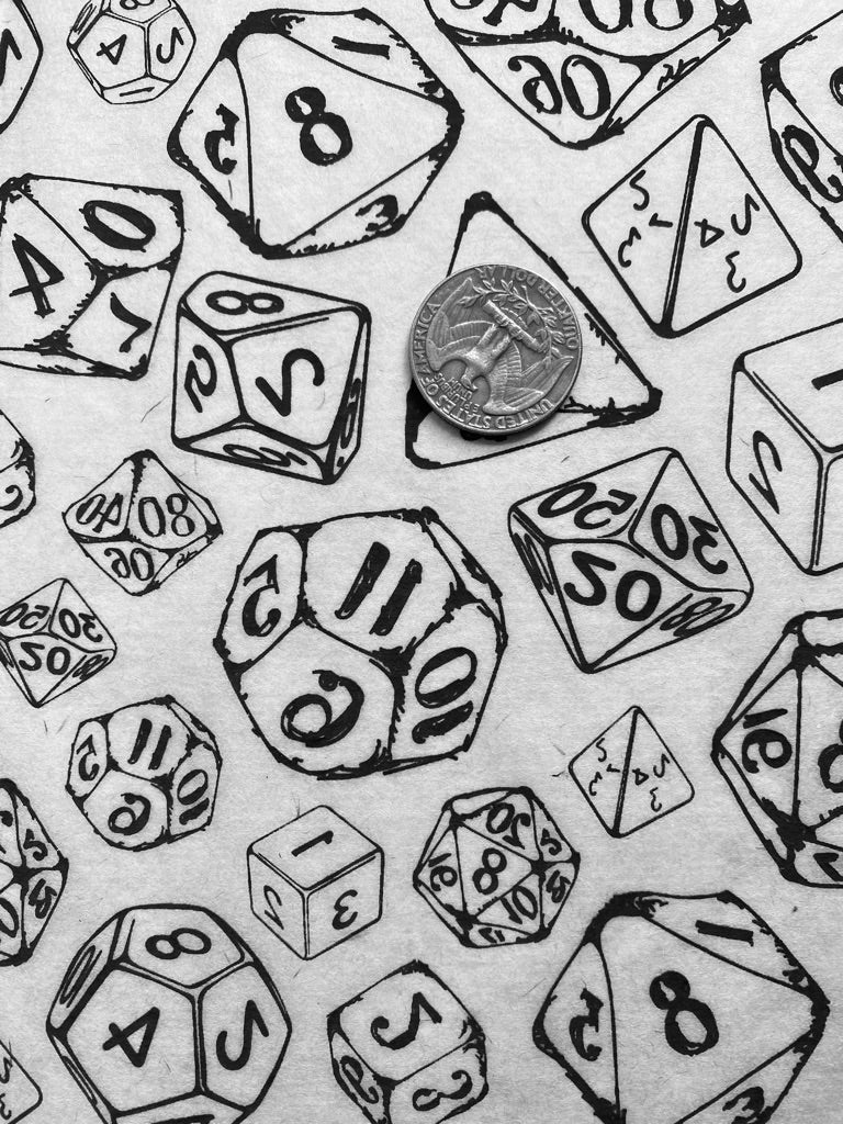 RPG Dice - Underglaze Transfer Sheet - Black