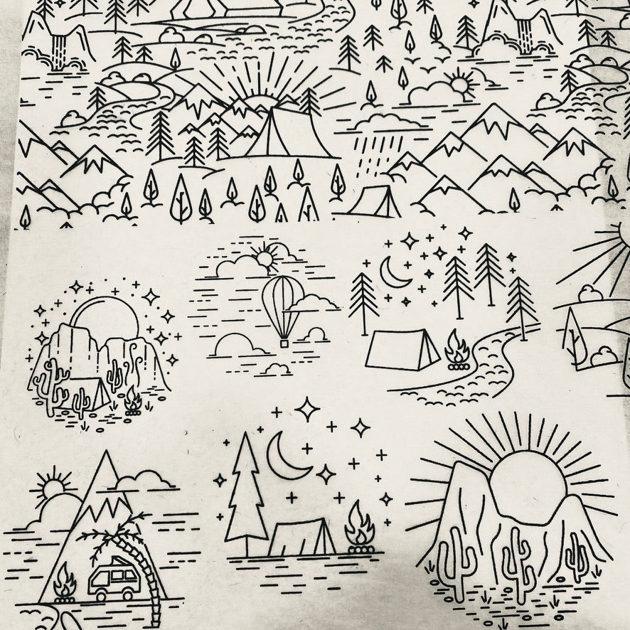 Camping - Underglaze Transfer Sheet - You Choose Color