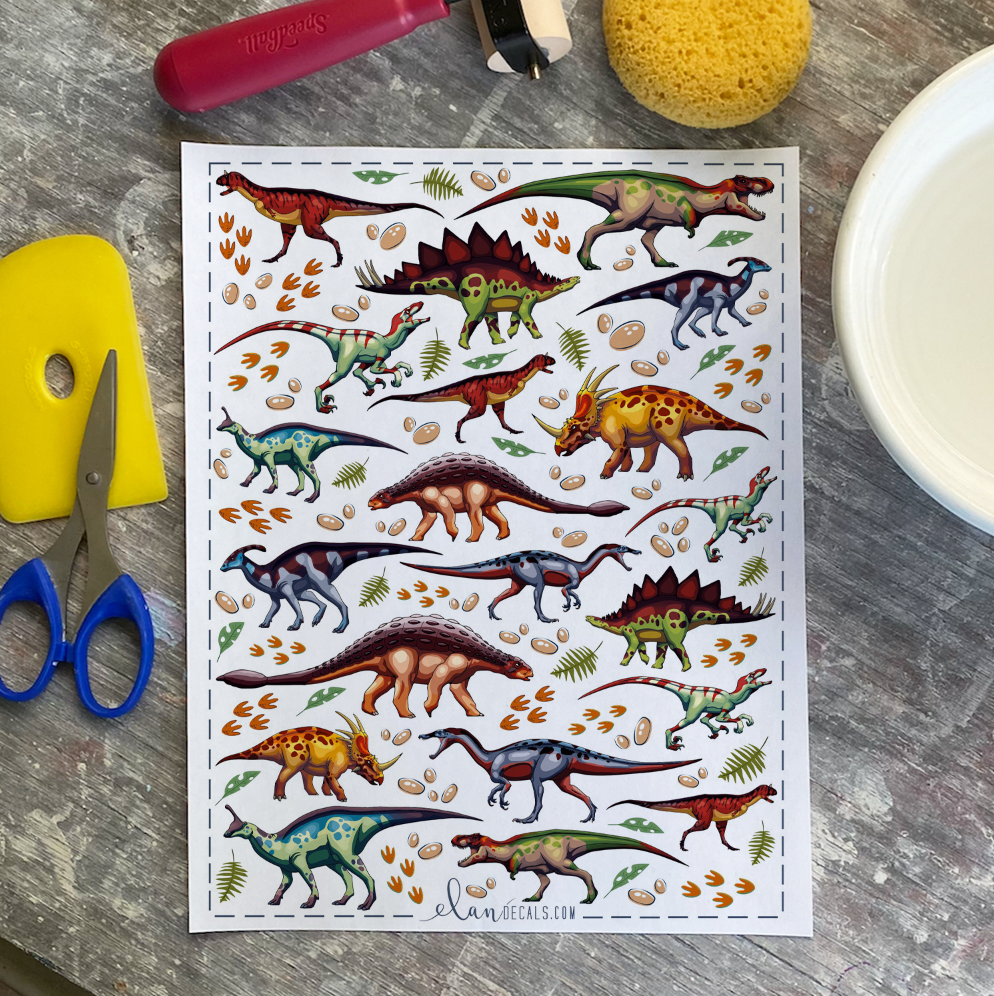 Dinosaurs - Overglaze Decal Sheet