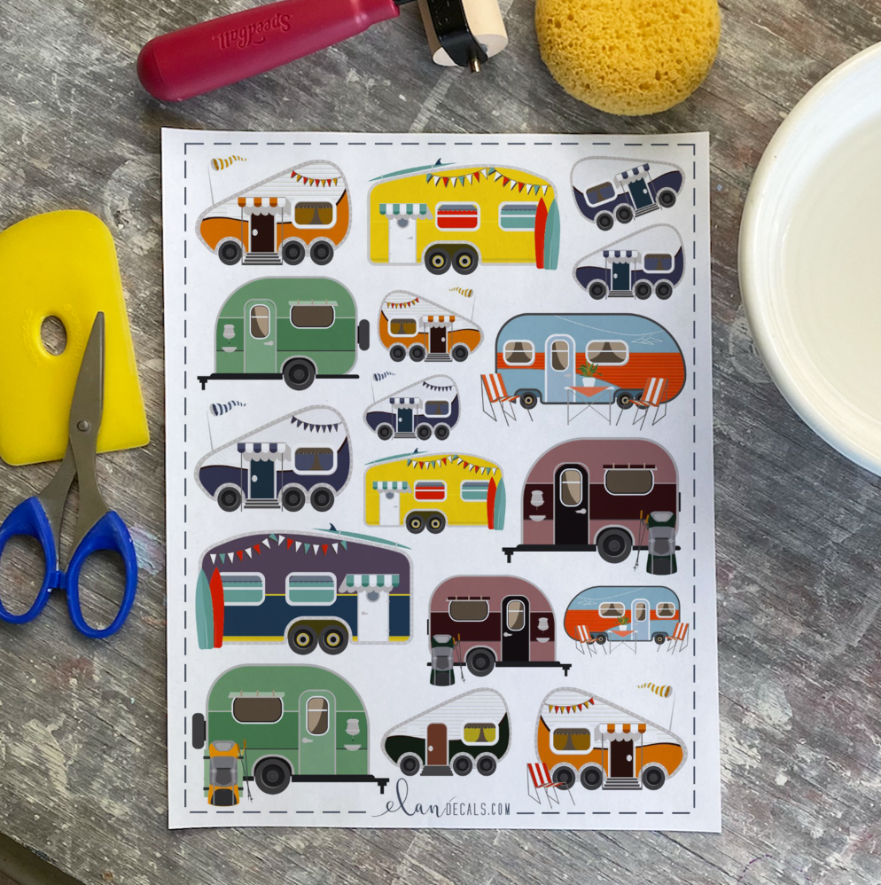 Vintage Campers - Overglaze Decal Sheet