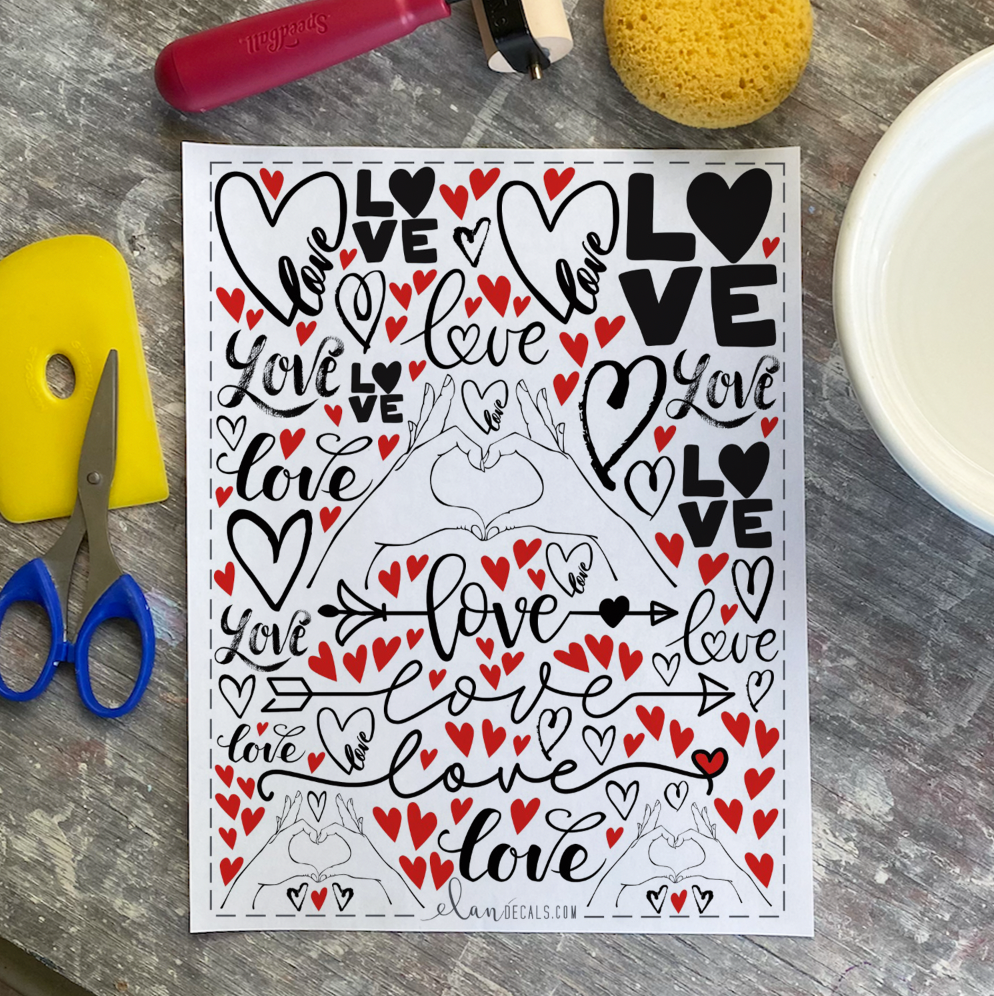 Love - Overglaze Decal Sheet