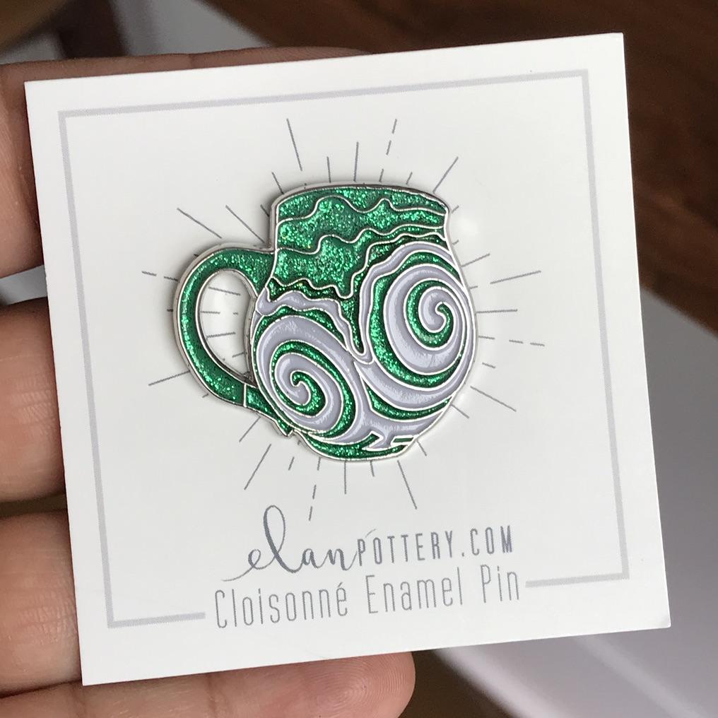 Glitter Swirl Mug Enamel Pin (You Choose Color)